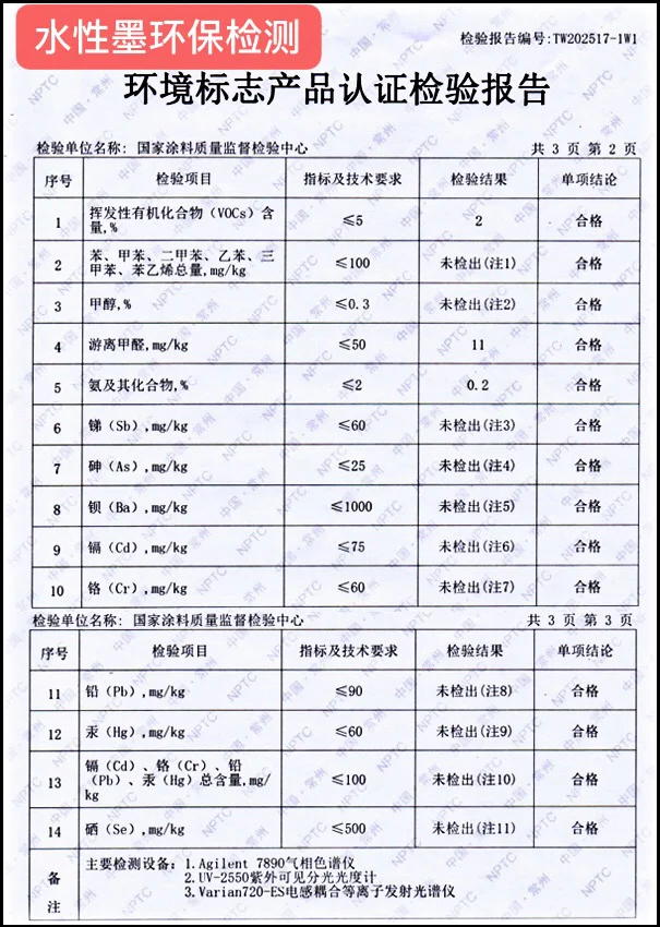 环境标志产品检测报告